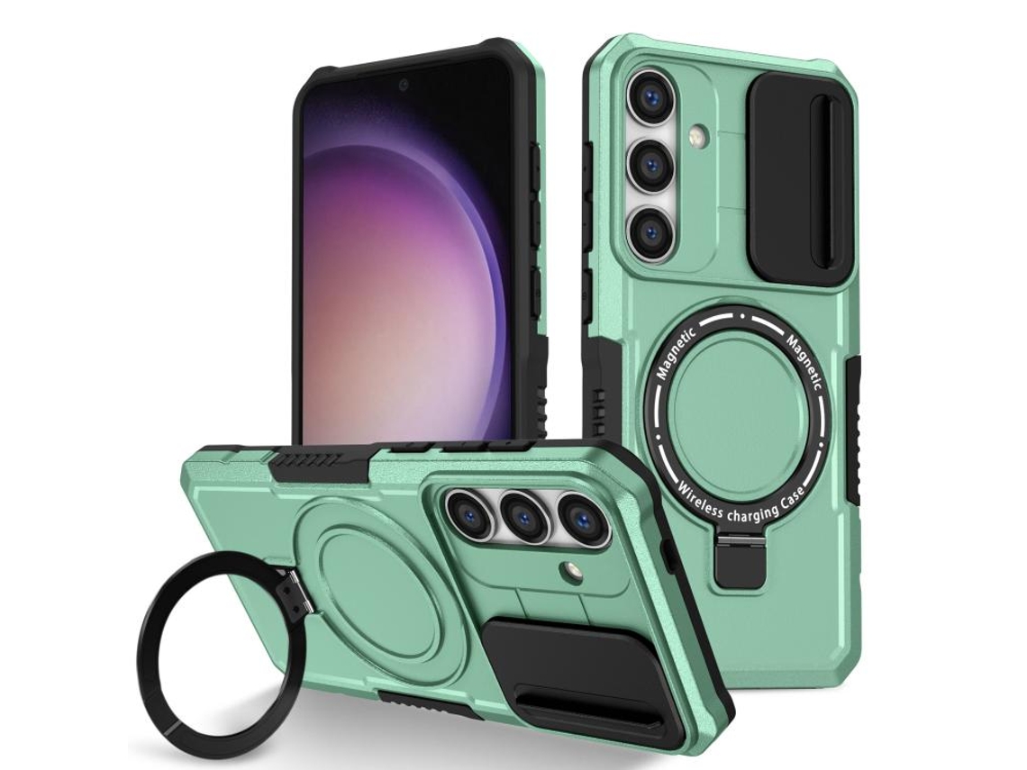 Capa Zruxe Compativel Com Samsung Galaxy S25 5g (sliding Camshield - Magsafe - Tpu Hibrida - Pc - Azul Claro)