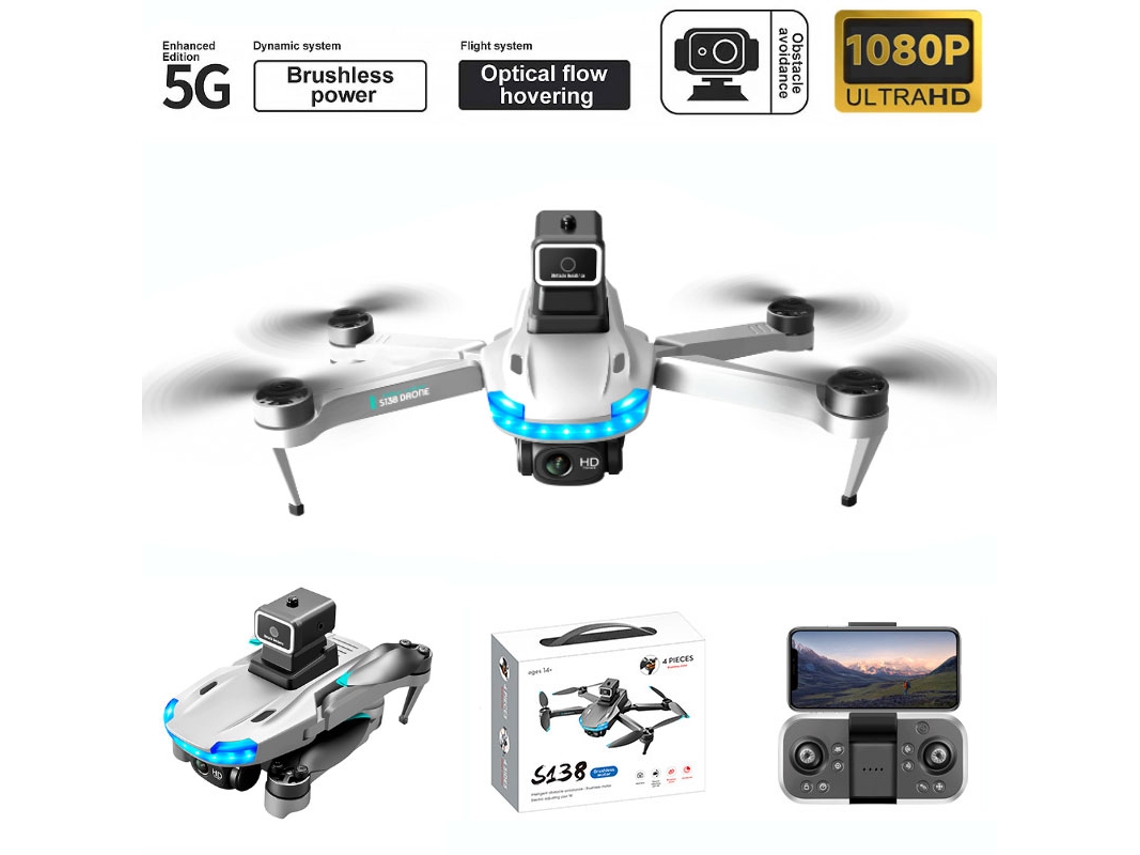 Drone Bestvite De Controle Remoto S1381080p Duração Da Bateria 18 Min Cinza