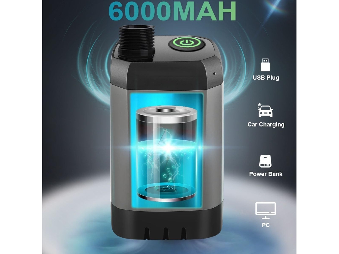 Chuveiro Portátil Para Camping, Bomba De Chuveiro Recarregável 6000mah Com Uso Externo (cinza) -aquaforge