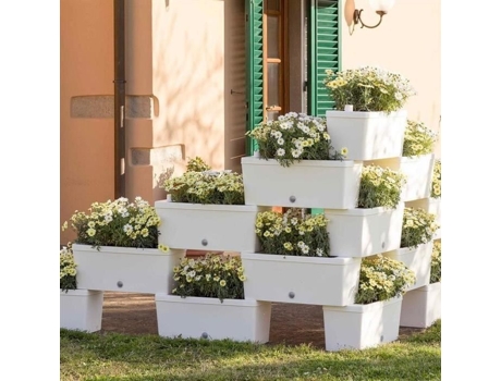 Floreiras e Vasos Kit 5 Floreiras Modulares 59 X 23 Cm Branco AC-DÉCO