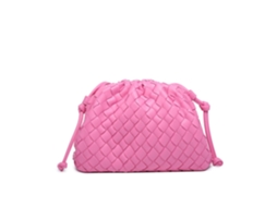 Bolsa Nuvem AQUAFORGE de Tecido, Laço Plissado, Tote/de Ombro Rosa Vermelho