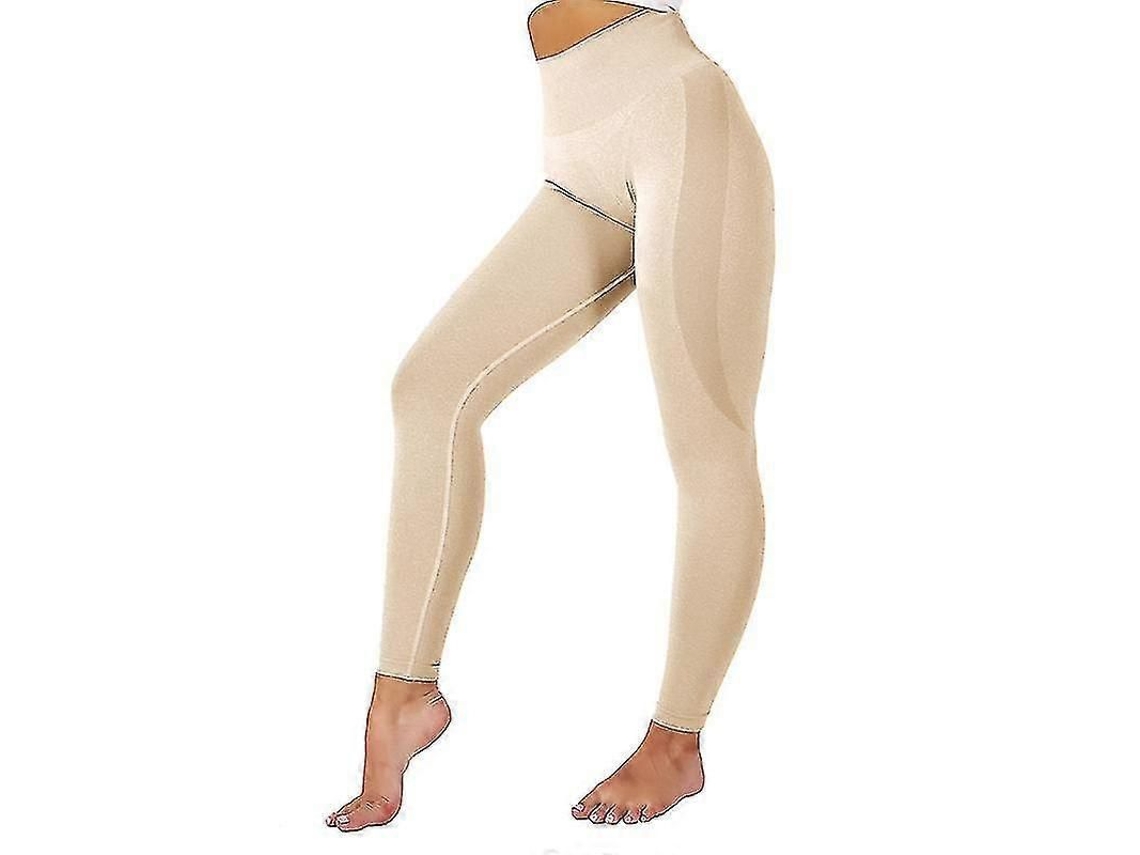 Leggings Nvgtn Sem Costuras Com Sombra De Contorno - Alça Alta E Tecido Macio E Elástico Para Academia Bege