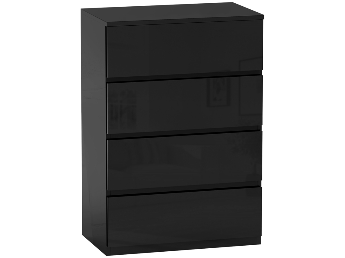 Cómoda Com 4 Gavetas Melamina de Madeira Cor Preto 55x34x80 cm Homcom