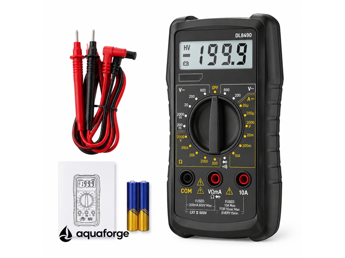 Multímetro Digital Aquaforge Dl8490, 2000 Contagens, Ecrã Lcd