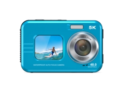Câmera Digital À Prova D'água 5k Ultra Hd, 48 Mp, Telas Duplas (2,8" Traseira E 1,7" Frontal), Zoom De 16x, Foco Automático (azul)