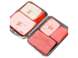 Conjunto 7 Sacolas Organizadoras de Viagem Resistente À Água Grande Capacidade para Roupa e Higiene Vermelho Melancia