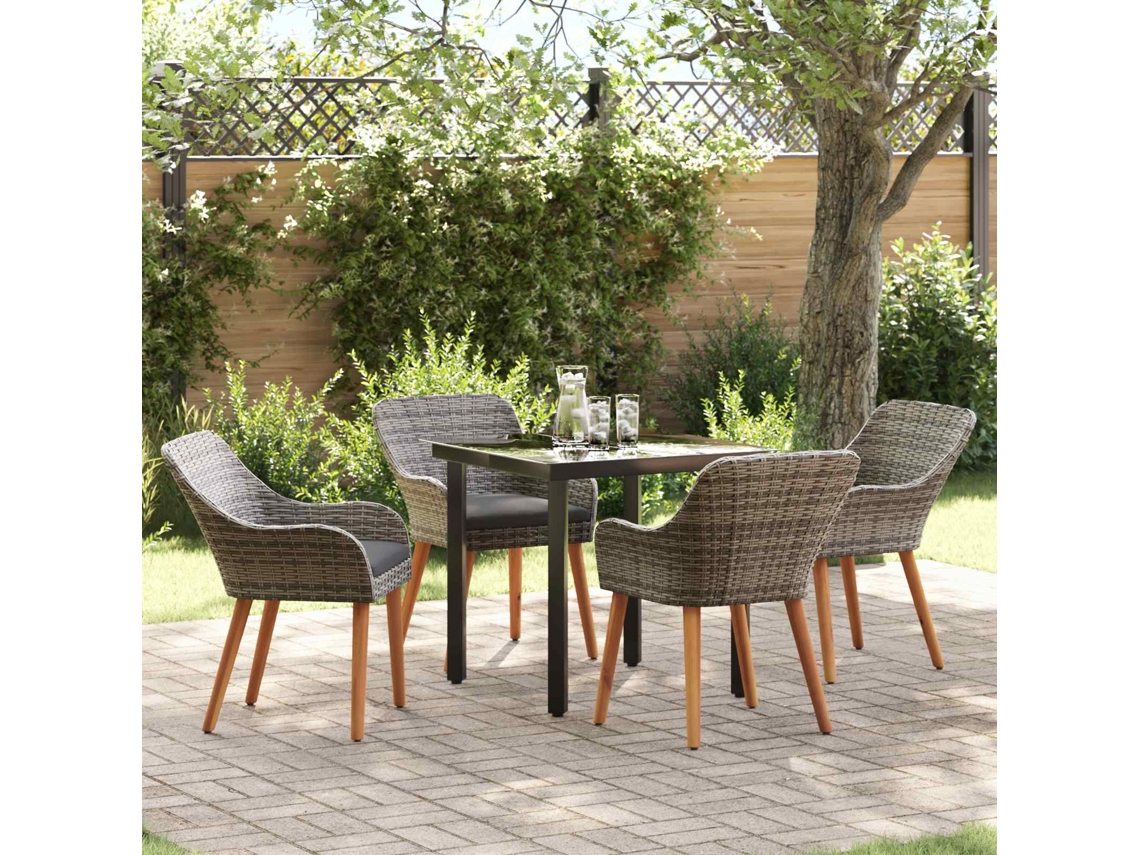 Vidaxl Conjunto De Jantar Para Jardim 5 Unid. Cinzeto Vime Pe