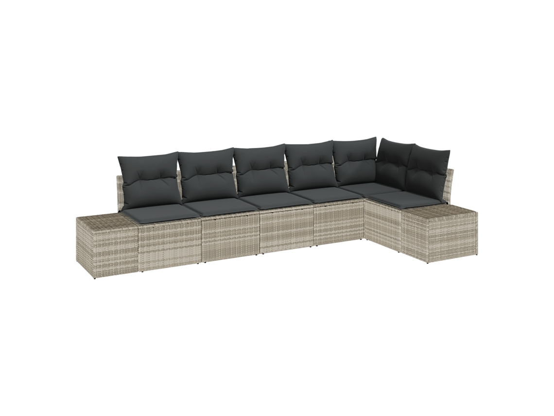 Conjunto 6 Móveis De Jardim Vidaxl Cinzento-claro Vime Pe (184 X 62 X 85 Cm)