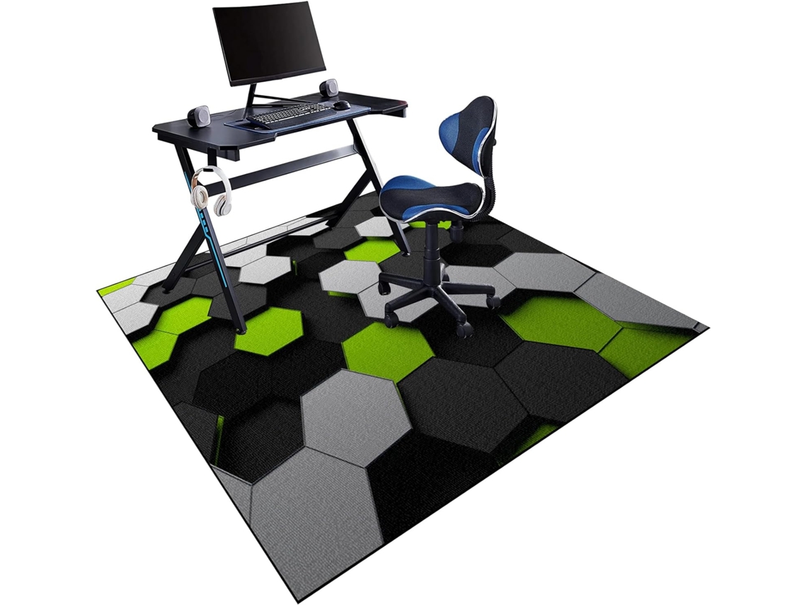 Tapete Protetor Cadeira Antiderrapante 80 X 120 Cm Piso Madeira Azulejo Tecido Azul Jogos Pisos