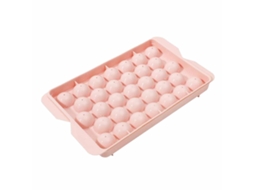 Mold De Gelo Esférico 33 Cubos Com Tampa De Plástico Pp Compacto Para Casa Rosa