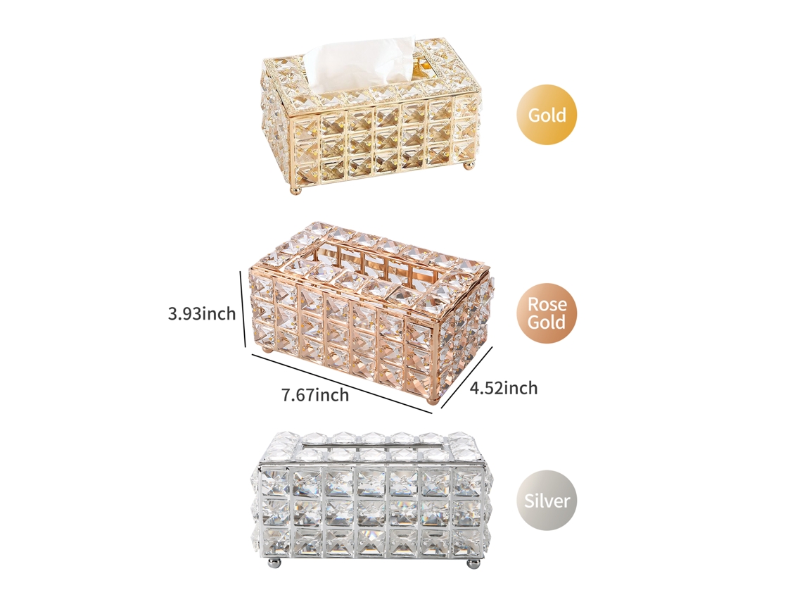 Porta Produtos De Papel Decorativo Retangular De Cristal Com Opções De Cor