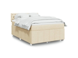 Vidaxl Cama com Molas/colchão 140x200 Cm Tecido Cor Creme
