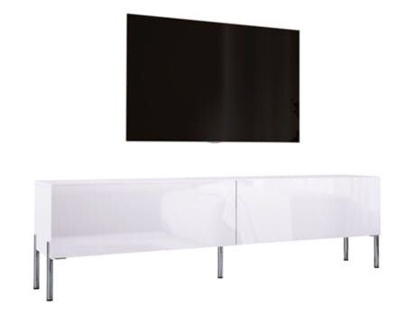 Móvel de Tv em Branco Mate / Branco Brilhante com Pés Retos Cromados D: L: 170 Cm A: 52 Cm D: 32 Cm 3XELIVING