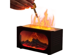 Umidificador Generico Com Luz De Chama Difusor Lareira Alimentado Por Usb 15,7x8,3x7,9 Cm