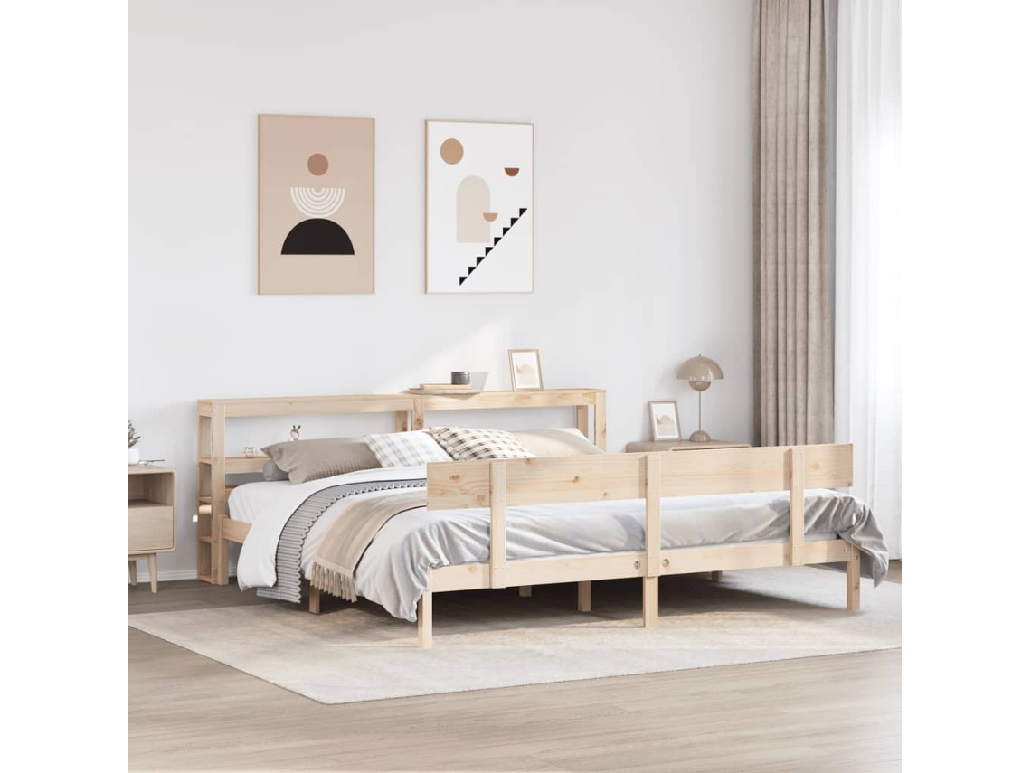 Cama Sem Colchão 180x200 Cm Madeira De Pinho Maciça