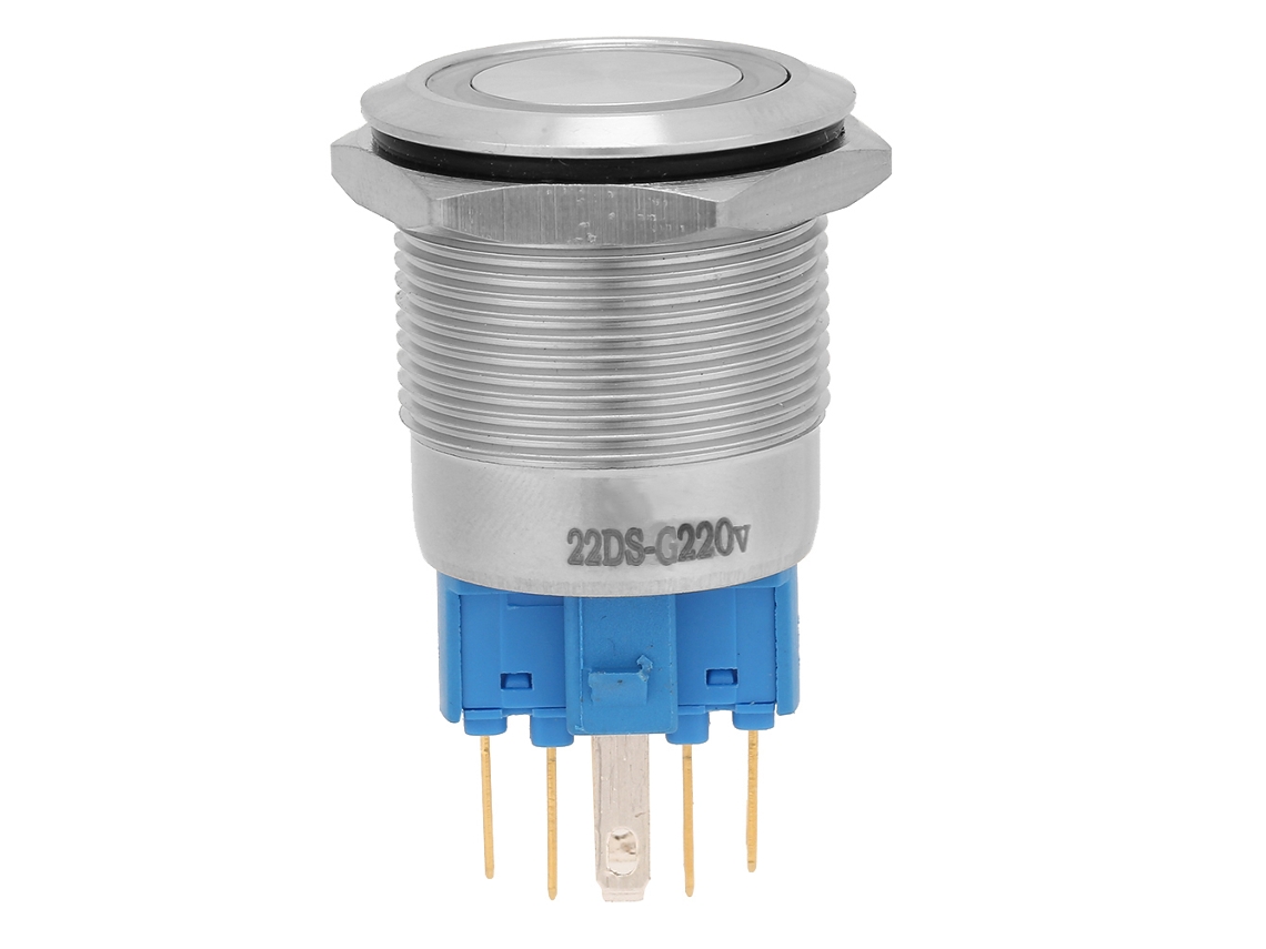 Interruptor com Lâmpada a Pressão Aço Inox 22mm Verde (20 Unid)