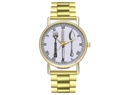 Reloj De Cuarzo Unisex Con Correa De Acero Zhoulianfa Patrón Simple Moda