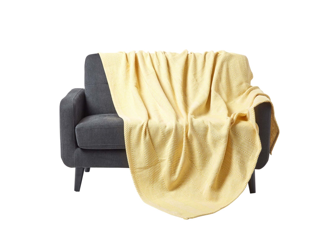 Homescapes Halden Chevron Yellow Throw 150x200 Cm