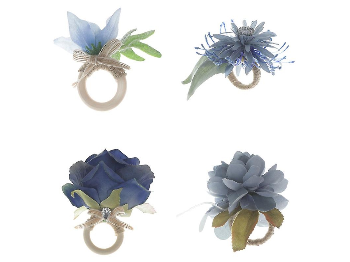 4Pcs Fivelas de Guardanapo de Flores de Simulação ALLINLESS