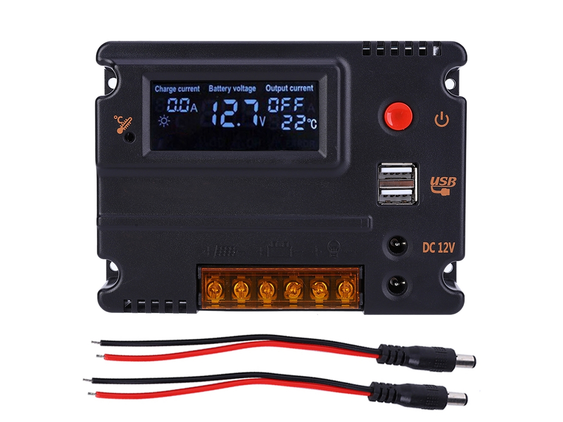 Carregador Solar 12v 20a Lcd para Bateria de Fosfato de Ferro | S/MARCA