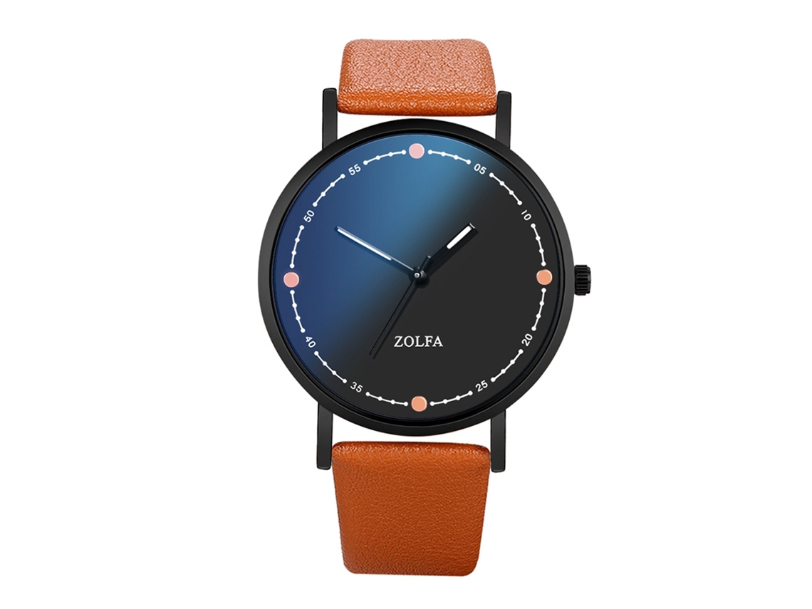 Relógio de Pulso Masculino de Couro Pu Simples com Mostrador Redondo Café