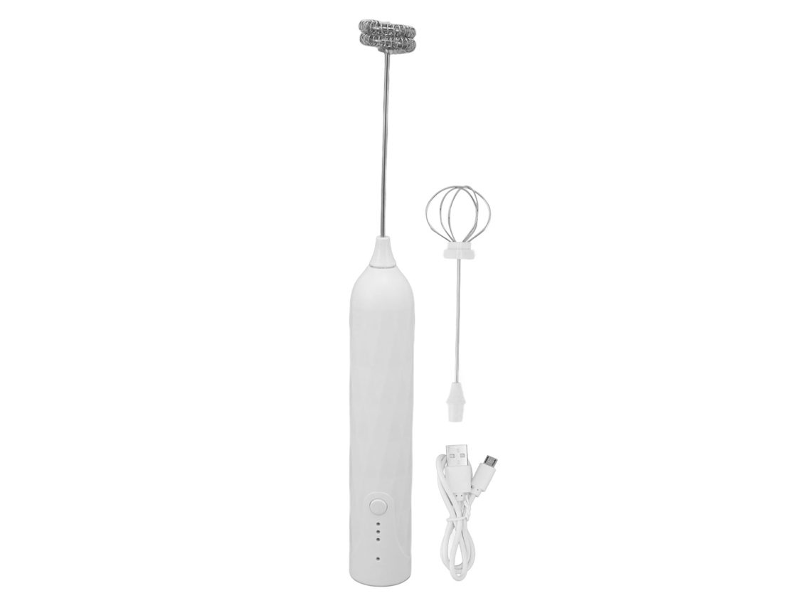 Batedeira de ovos elétrica portátil, 3 velocidades, mixer, espumador de leite USB, branco | S/MARCA