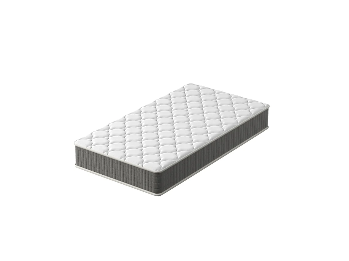 Colchão De Molas 90 X 190 X 20 Cm, Modelo Comfort, Design Ergonômico De 7 Zonas, Cinza + Branco