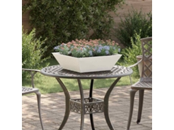 Vidaxl Vaso De Jardim Branco 50 X 50 X 15 Cm Aço Laminado A Frio
