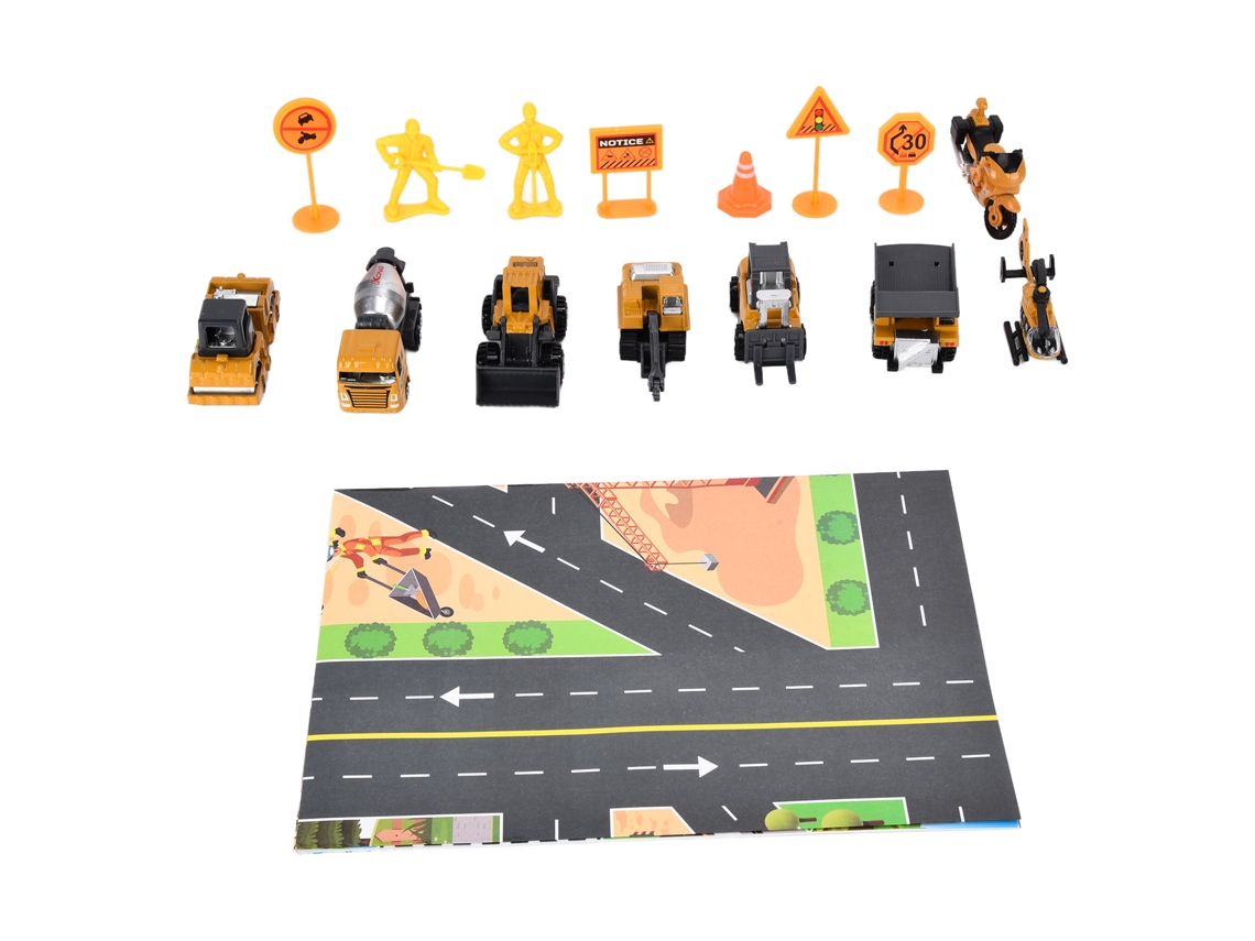 Walshlxq brinquedos de Veículos de Construção com Tração 1:64 Caminhão Escavadora Guindaste Avião 2 Figuras Meninos Meninos