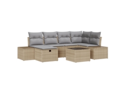 Conjunto 7 Móveis De Jardim Vidaxl Bege Vime Pe (55 X 55 X 37 Cm)