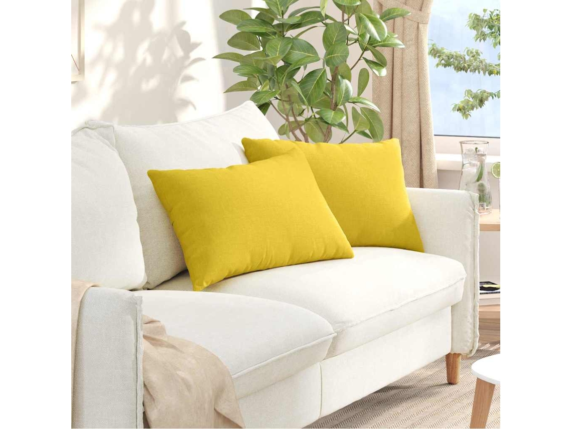 Vidaxl Travesseiros De Sofá 2 Pcs Amarelo Claro 60 X 40 Cm Tecido