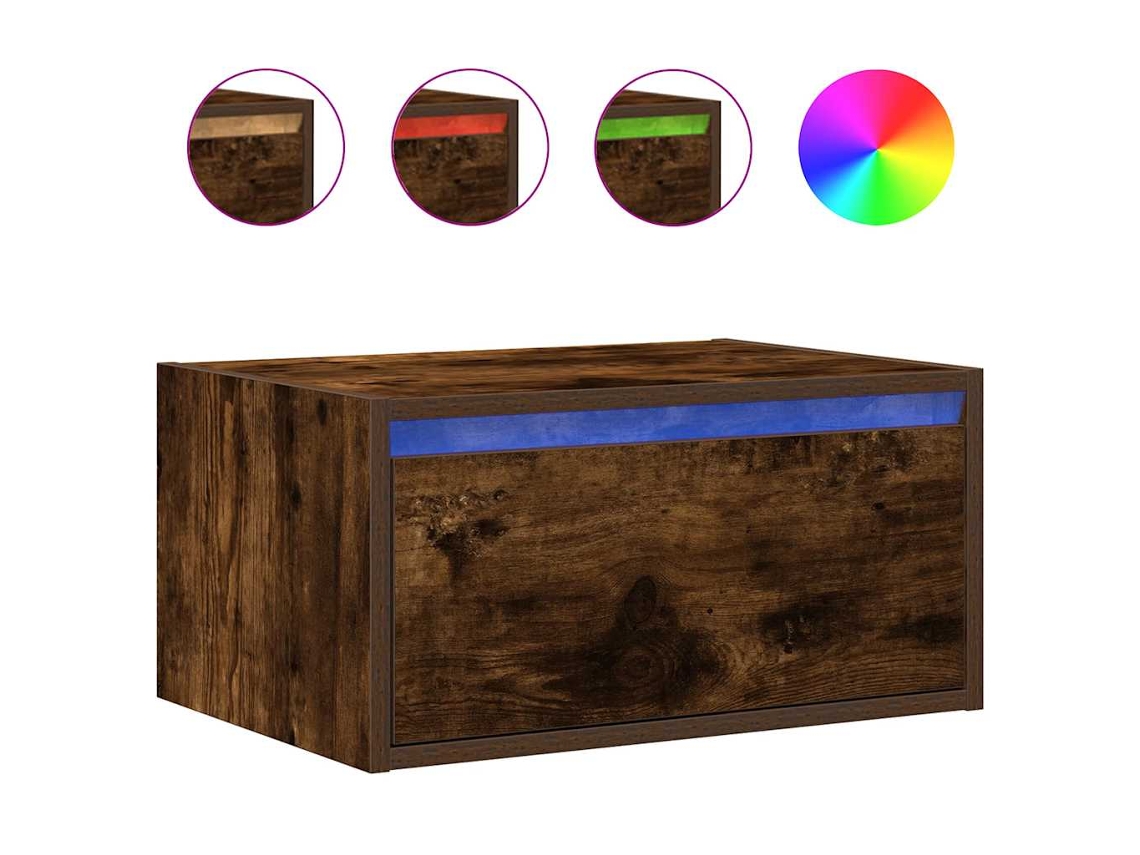 Mesa de Cabeceira de Parede com Luzes Led Carvalho Fumado MAISON EXCLUSIVE