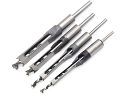Conjunto de 4 Brocas para Furadeiras de Buracos Quadrados Aço de Alta Velocidade para Carpintaria (1/4 5/16 3/8 1/2 Polegadas)