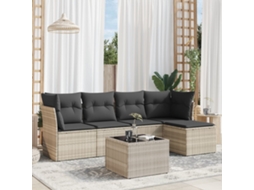 Vidaxl 6 Pcs Conj. Sofás Jardim Com Almofadões Vime Pe Cinzento-claro