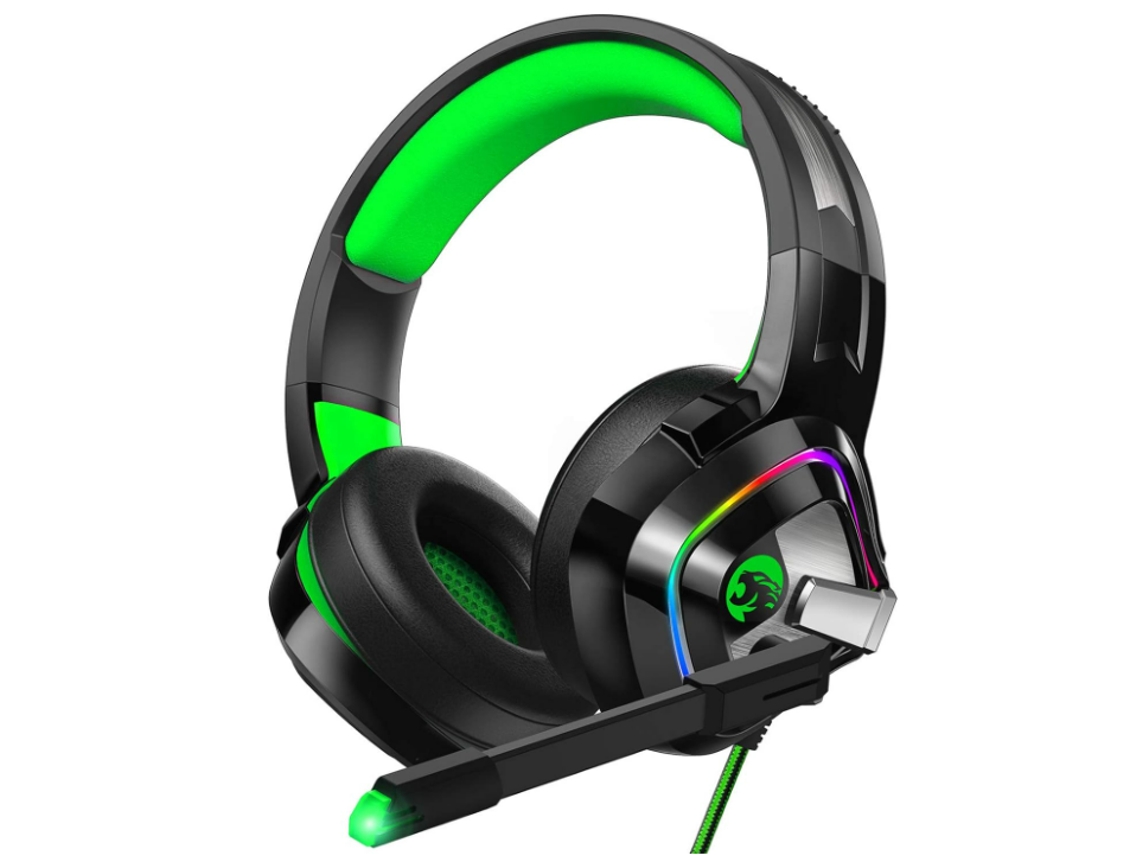 Fone de Ouvido para Jogos com Fio para Ps4 Ps5 Xbox One Pc com Microfone com Isolamento de Ruído CHRONUS A66 Verde .