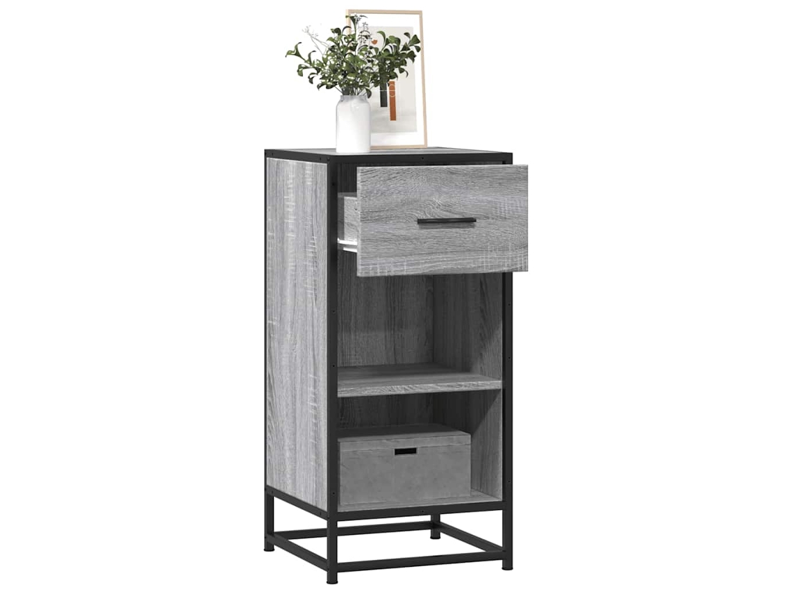 Vidaxl Aparador 35,5x35x76 Cm Deriv. De Madeira/metal Cinzento Sonoma