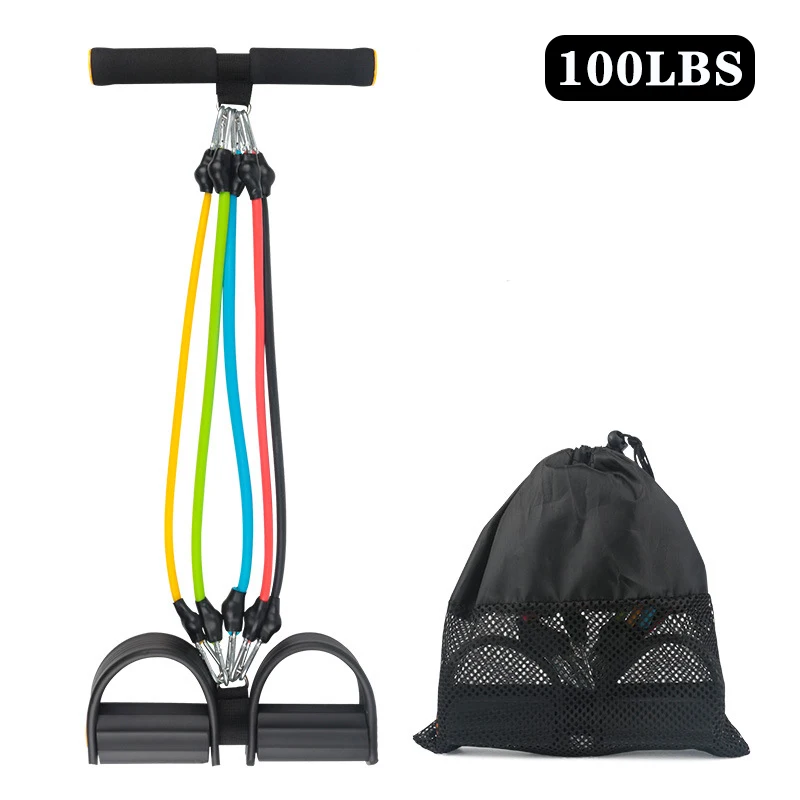 (preto 100lb) Faixa Elástica De Resistência Para Yoga Com Pedal E Cabo De Tração