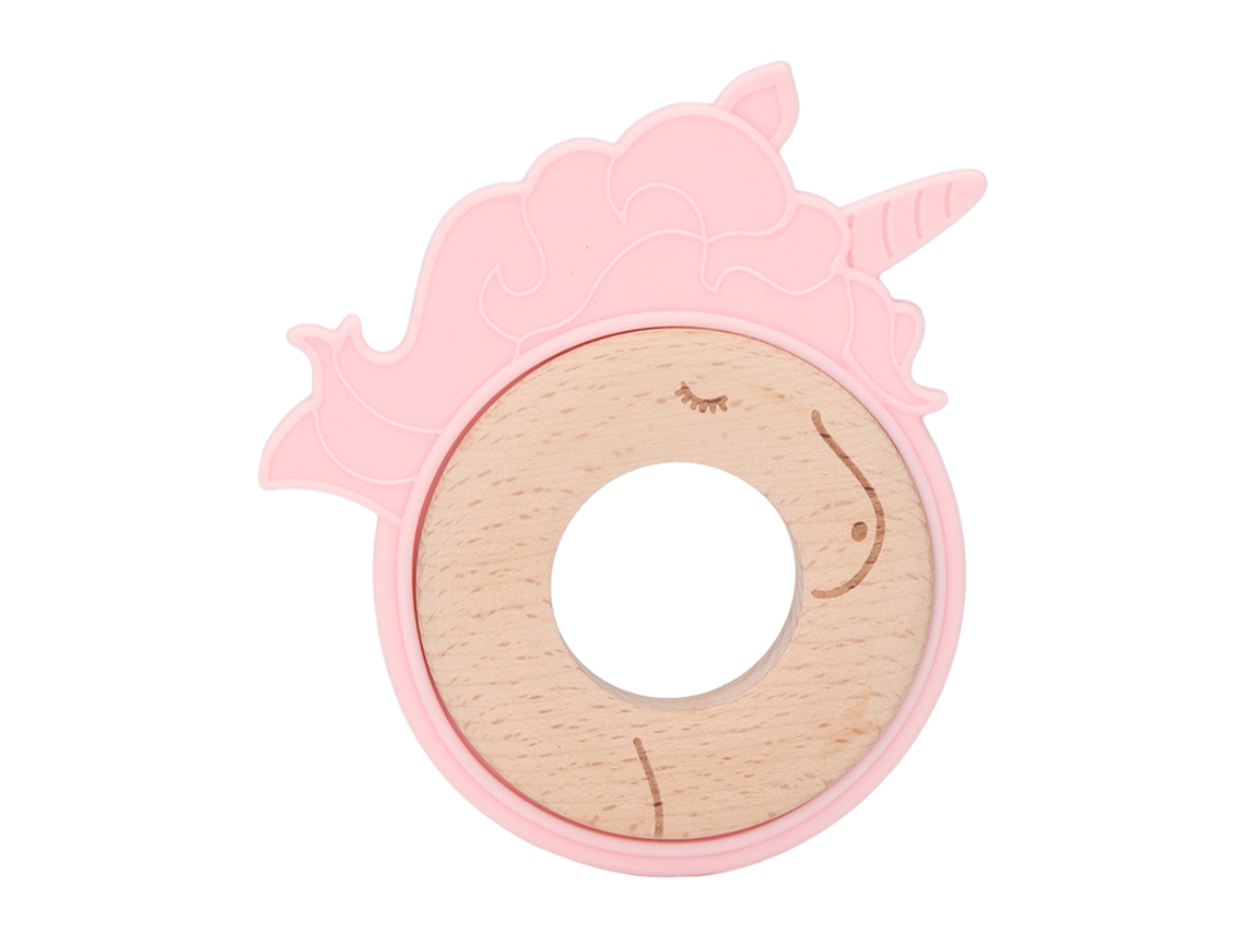 Primerox chupeta de Gengiva em Madeira e Silicone com Forma Animal para Bebê Tipo B
