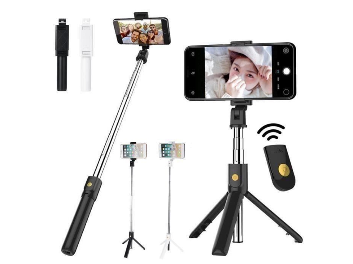 Th Selfie Stick Extensível Bluetooth Rotação 270 Tripé Branco