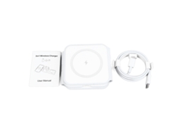 Carregador Magnético Semi Fio 3 Em 1 Dobrável 15w Branco Para Ios Fones De Ouvido Relógios Telefones