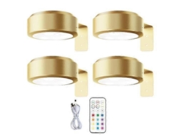 Luminária de parede Semi Fio com controle remoto e 13 núcleos RGB em acabamento dourado Jun Gold BRILVIBERA