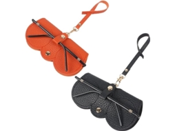 Bolsa para Óculos de Sol Fina e Portátil em Pele Macia Cores: Laranja Preto 2 Unid. TRANTECH