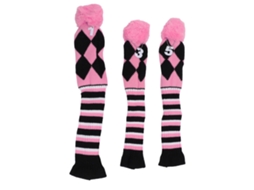 Fundas para Cabeças de Palos de Golfe, com Pompon, Fino, Rosa e Preto