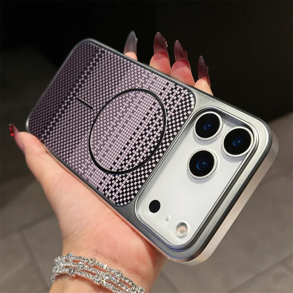 (roxo, Iphone 14 Pro) Capa Com Acabamento Galvanizado – Resistente A Impactos, Magnética, Compatível Com Carregamento Sem Fio