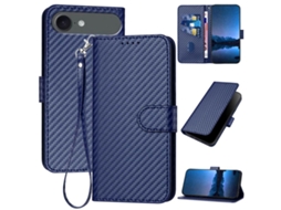 Capa De Couro Para Iphone 17 Air - Fivela Em Fibra De Carbono - Com Cordão