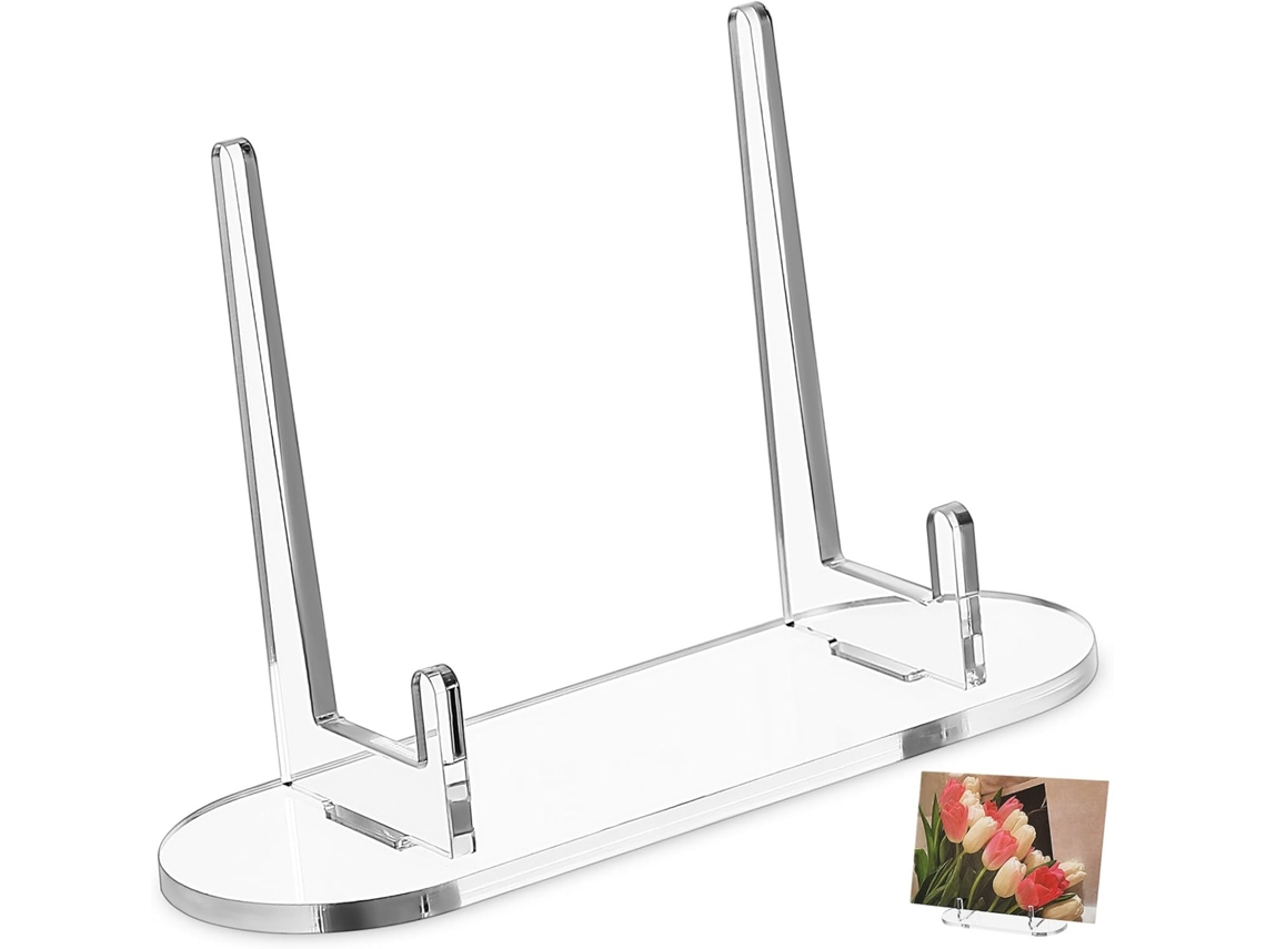 Suporte Compacto Acrílico Transparente Exibir Pequenas Fotos Placas Resistente Elegante Multifuncional Ideal GOKOCO