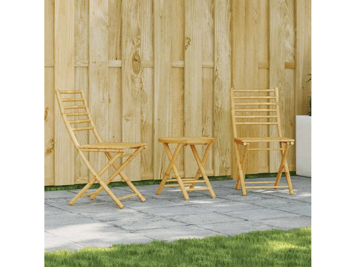 Vidaxl 3 Pcs Conjunto De Bistrô Em Bambu