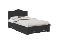 Estrutura da Cama Preto 135x190 cm Madeira Processada MAISON EXCLUSIVE