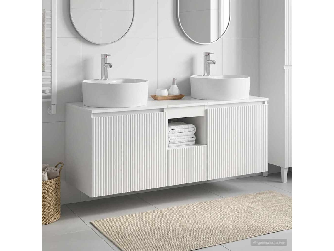 Vidaxl Conjunto De Armários Para Banheiro 3 Unid. Branco Brilhante