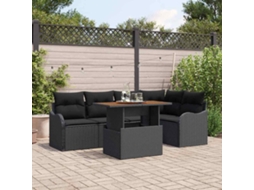 Vidaxl Conjunto De Sofá De Jardim 6 Unid. 5-número De Lugares Preto